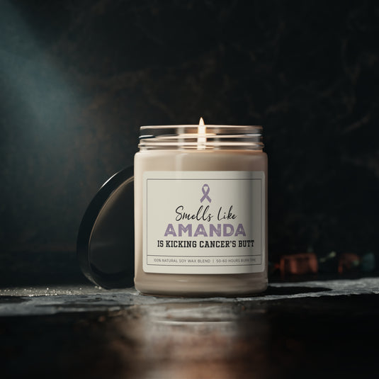 Smells Like Custom Name Is Kicking Cancer's Butt 9oz Candle