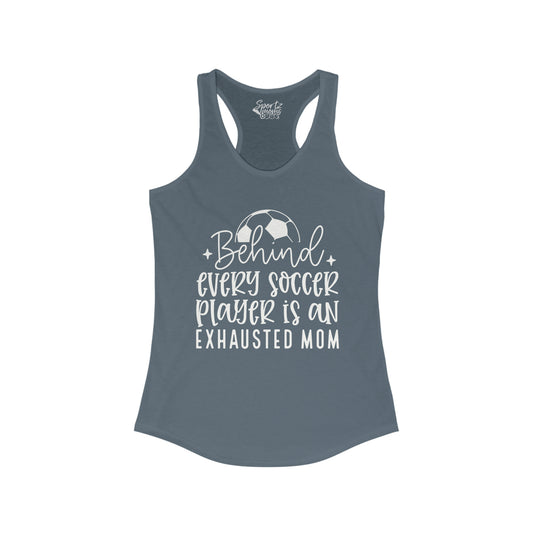 Behind Every Soccer Player Adult Women's Racerback Tank