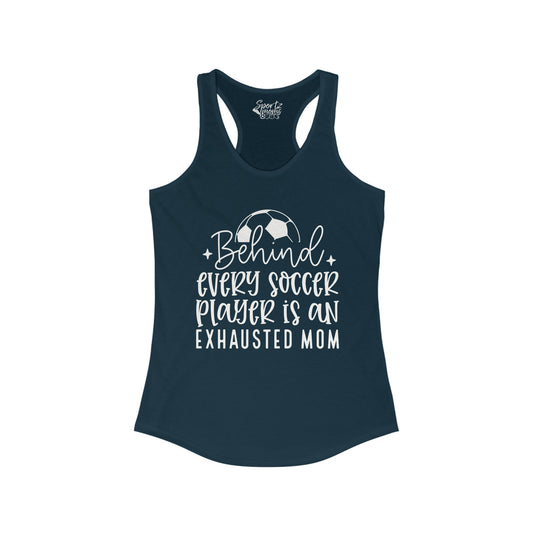 Behind Every Soccer Player Adult Women's Racerback Tank