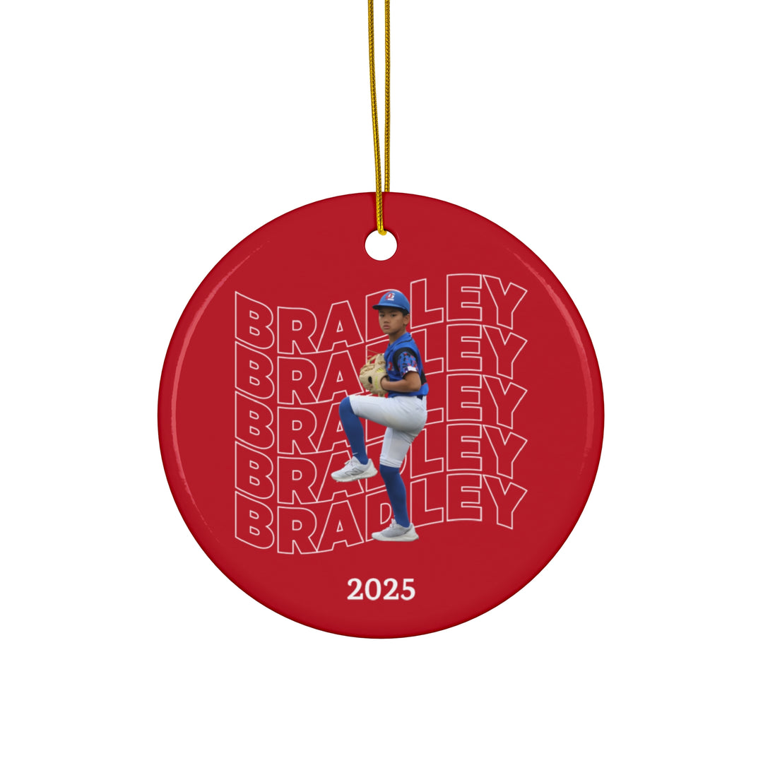 Wavy Text Design Ceramic Ornament