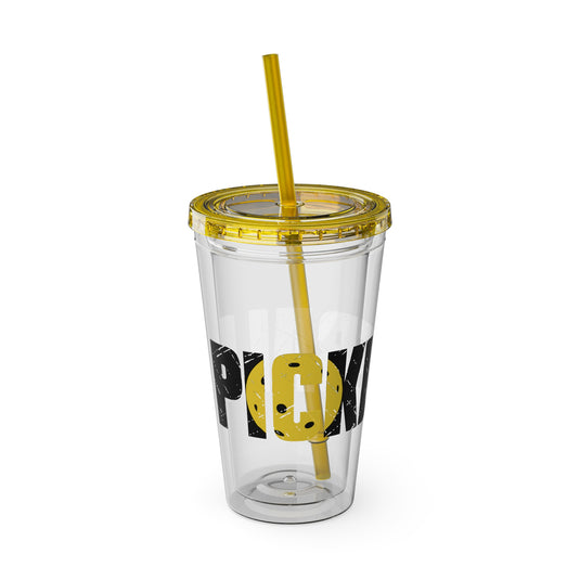 Pickleball 16 oz Sunsplash Tumbler with Straw