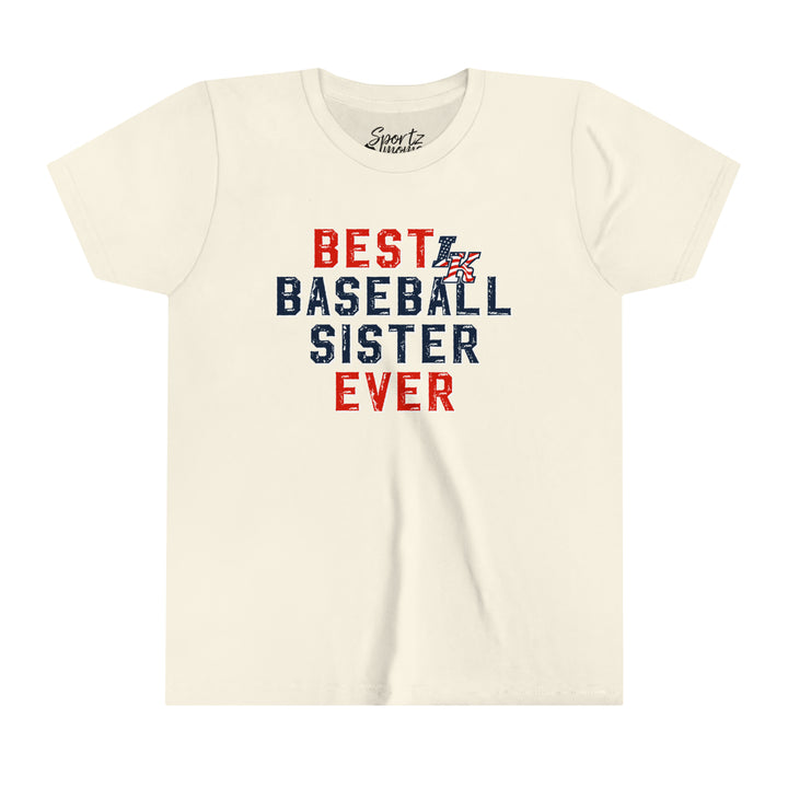 Iron Knights Youth Mid-Level T-Shirt - Best Baseball Sister Ever Design w/Flag Logo