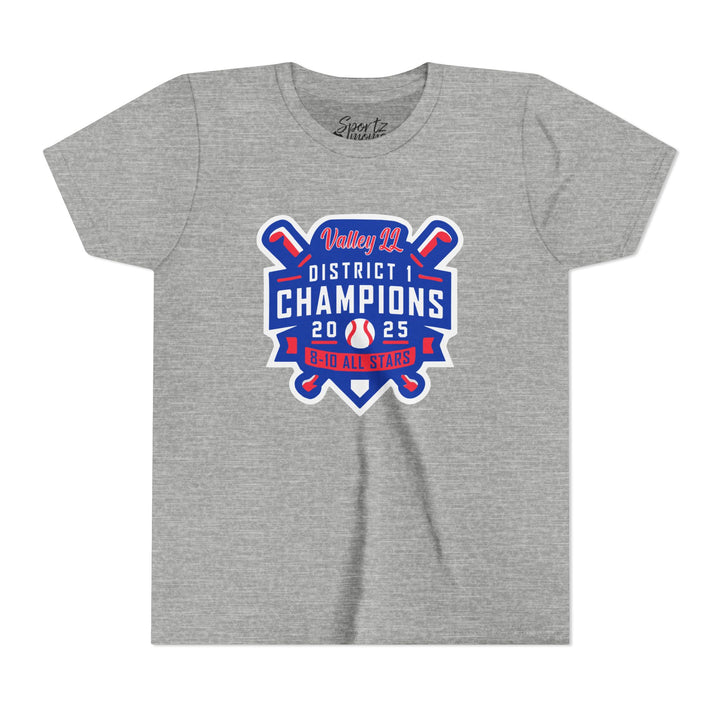 Valley Little League Baseball Unisex Youth Mid-Level T-Shirt - District Champions