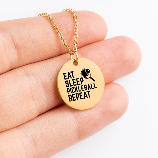 Eat Sleep Pickleball Repeat Coin Necklace