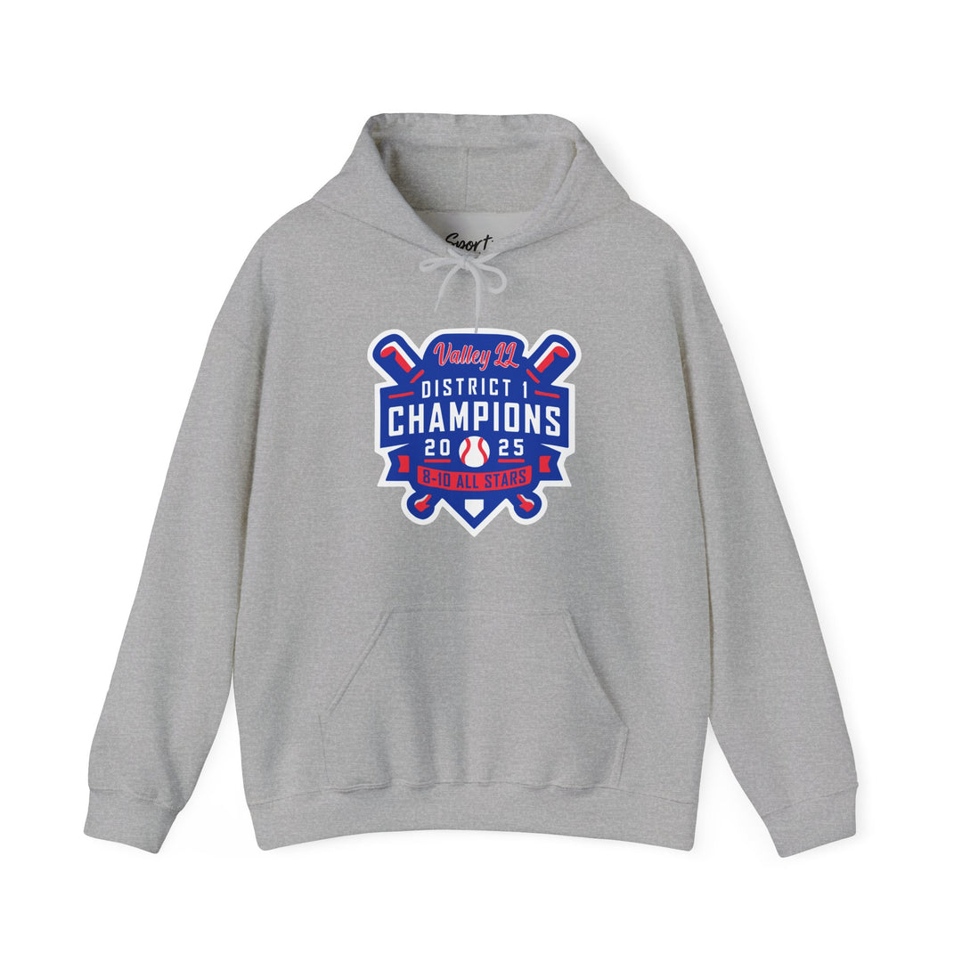 Valley Little League Baseball Unisex Adult Hooded Sweatshirt - District Champions