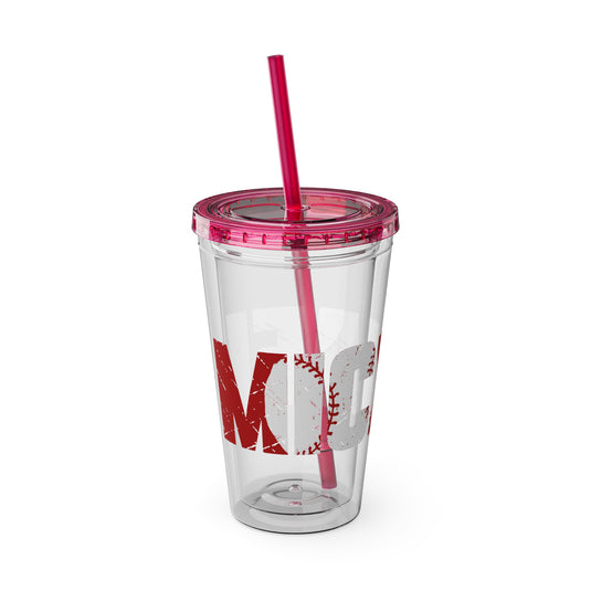 Baseball 16 oz Sunsplash Tumbler with Straw w/Custom Name