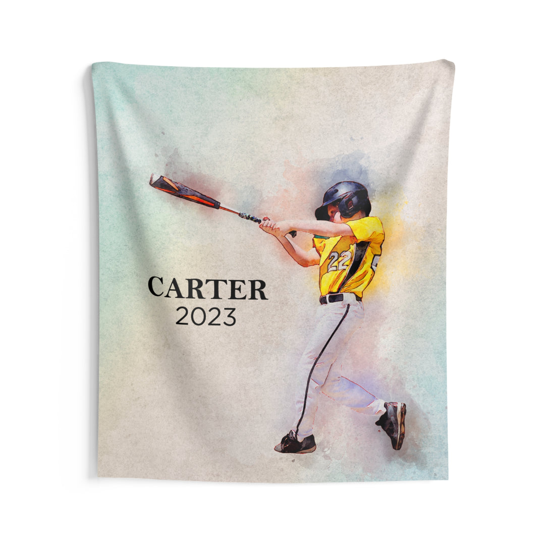 Indoor Wall Tapestry w/Watercolor Effect