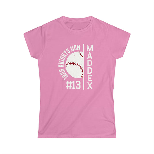 Iron Knights Basic Adult Women's T-Shirt - Mom Design w/Vertical Player Name