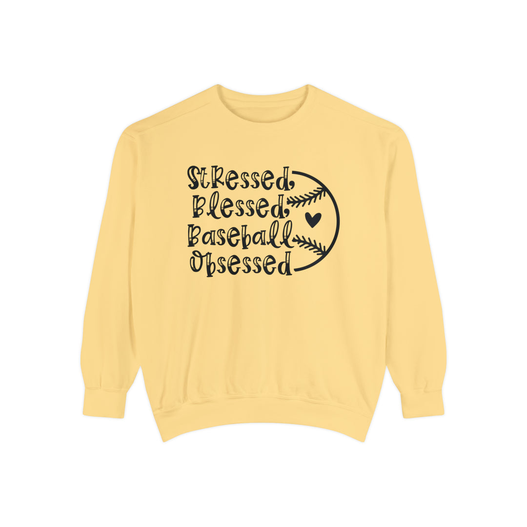 Stressed Blessed Baseball Obsessed Adult Unisex Premium Crewneck Sweatshirt