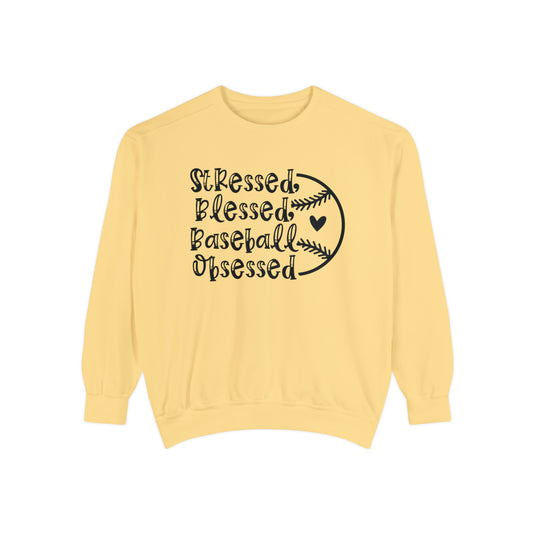 Stressed Blessed Baseball Obsessed Adult Unisex Premium Crewneck Sweatshirt