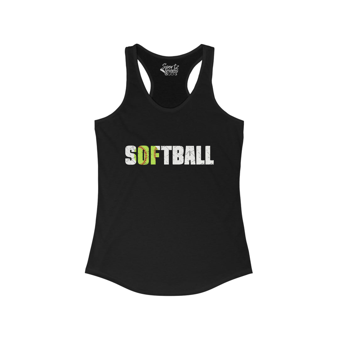 Softball w/White Text Adult Women's Racerback Tank