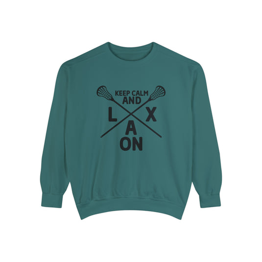 Keep Calm and LAX On Lacrosse Adult Unisex Premium Crewneck Sweatshirt