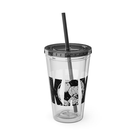 Soccer 16 oz Sunsplash Tumbler with Straw w/Custom Name