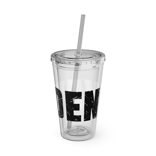 Soccer 16 oz Sunsplash Tumbler with Straw w/Custom Name