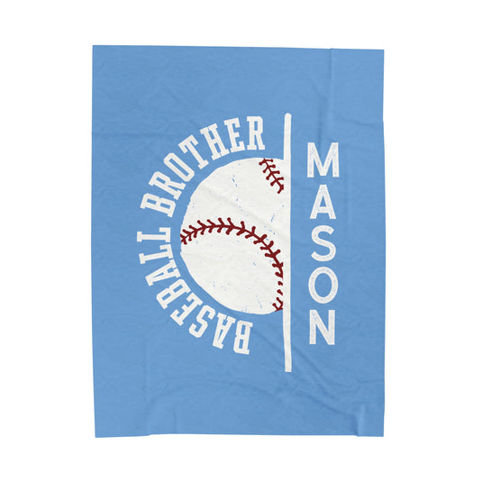 Baseball Plush Blanket - Baseball Brother w/Custom Name