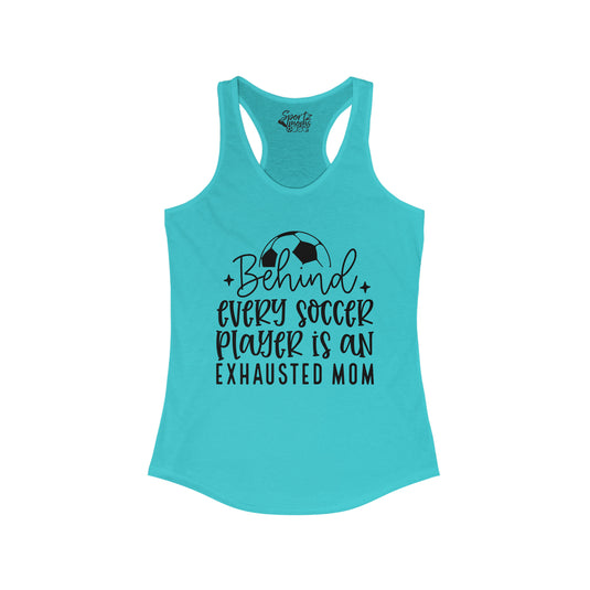 Behind Every Soccer Player Adult Women's Racerback Tank