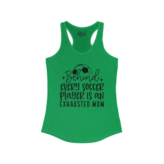 Behind Every Soccer Player Adult Women's Racerback Tank