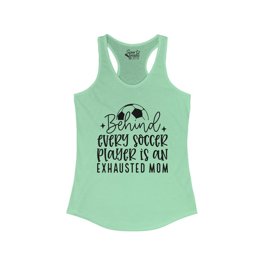 Behind Every Soccer Player Adult Women's Racerback Tank