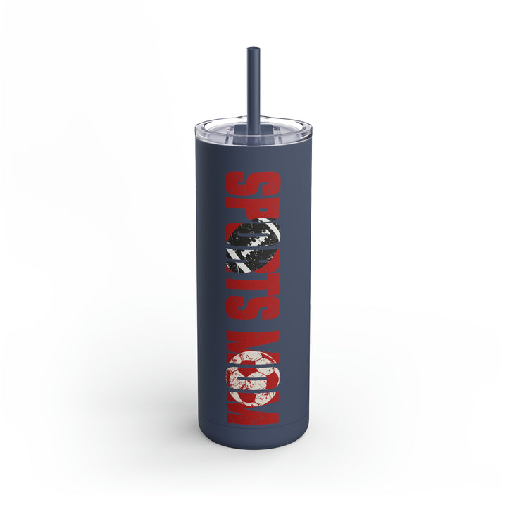 Sports Mom w/Football & Soccer Ball 20oz Skinny Matte Tumbler