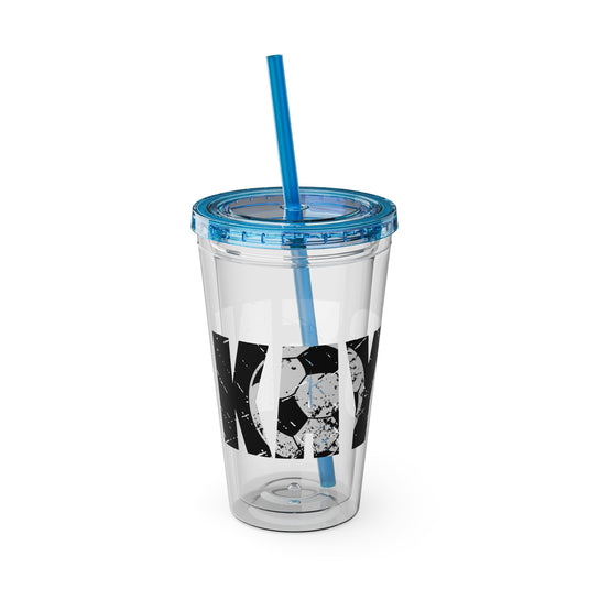 Soccer 16 oz Sunsplash Tumbler with Straw w/Custom Name