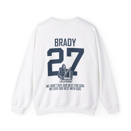 Iron Knights Basic Adult Unisex Crewneck Sweatshirt w/Name, Number & Bible Verse - All White or Blue Design