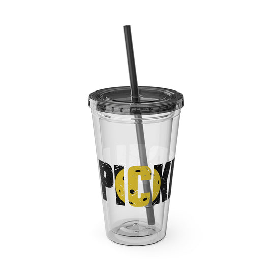 Pickleball 16 oz Sunsplash Tumbler with Straw