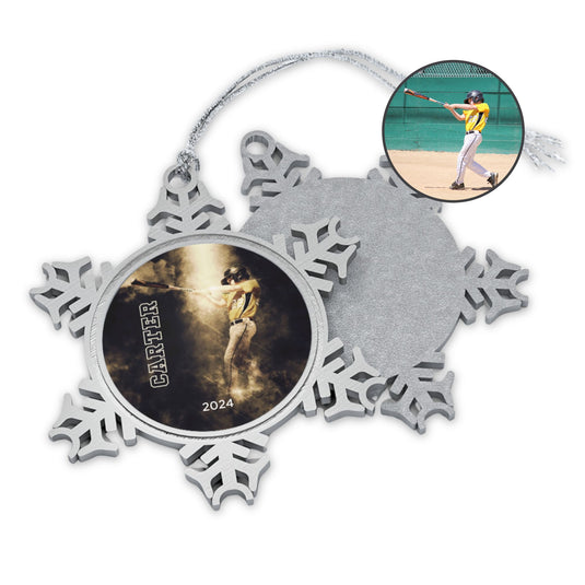 Custom Picture Pewter Snowflake Ornament - Smoke Effect