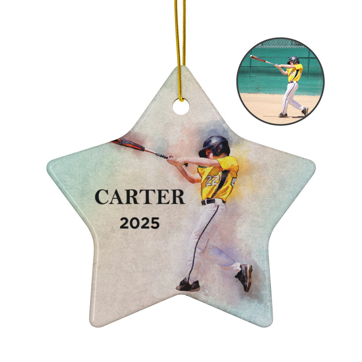 Custom Picture Ceramic Ornament - Watercolor Effect