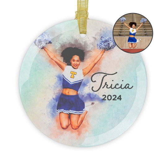 Custom Picture Glass Ornament - Watercolor Effect