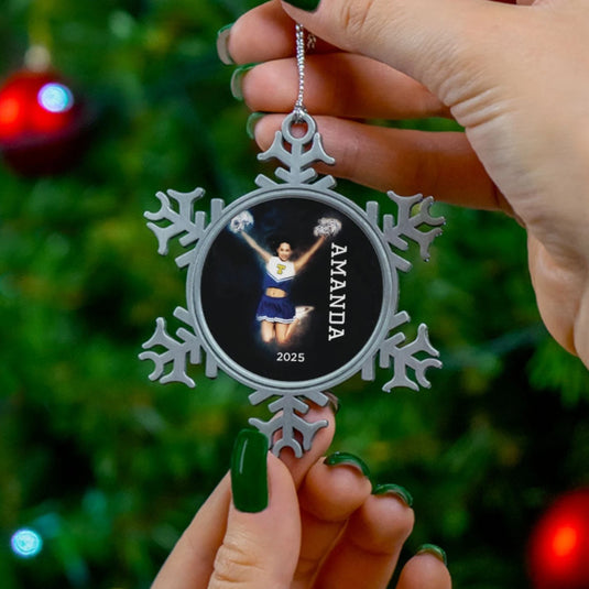 Custom Picture Pewter Snowflake Ornament