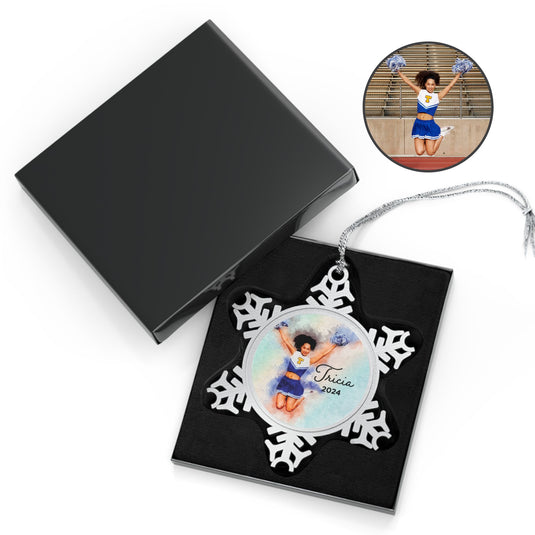 Custom Picture Pewter Snowflake Ornament