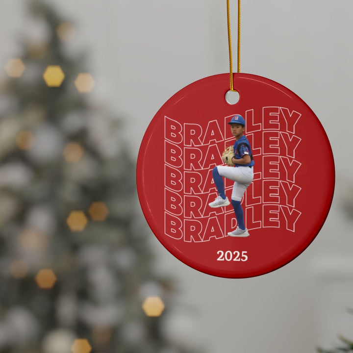 Wavy Text Design Ceramic Ornament