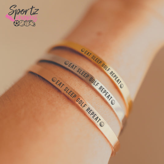 Eat Sleep Golf Repeat Cuff Bracelet