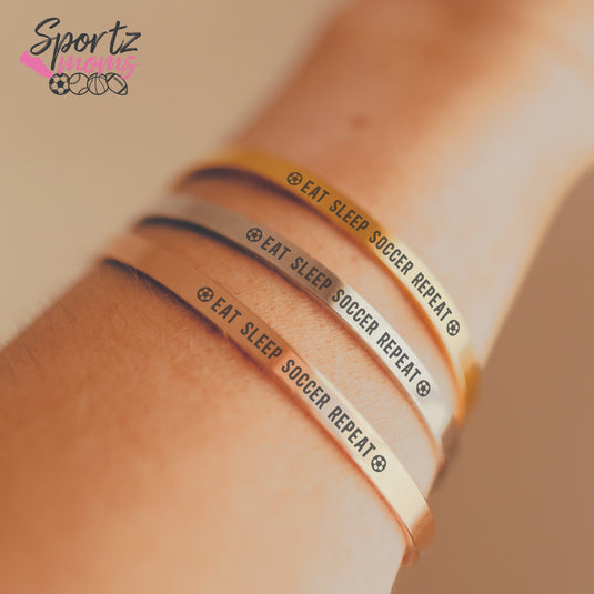 Eat Sleep Soccer Repeat Cuff Bracelet