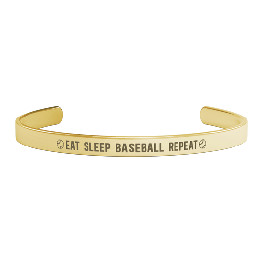 Eat Sleep Baseball Repeat Cuff Bracelet