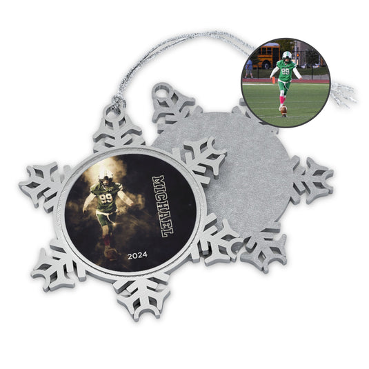 Custom Picture Pewter Snowflake Ornament