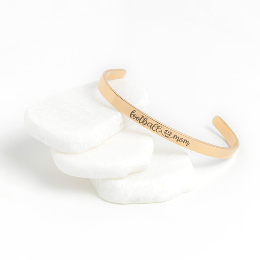 Football Mom Heart Cuff Bracelet