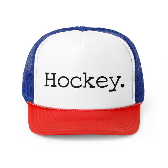 Hockey Typewriter Design Trucker Hat