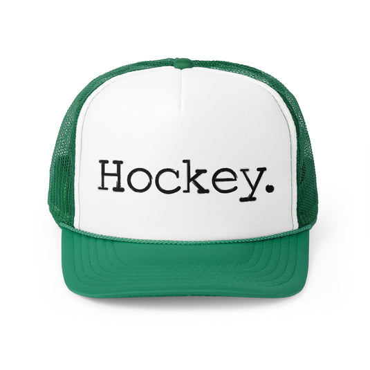 Hockey Typewriter Design Trucker Hat