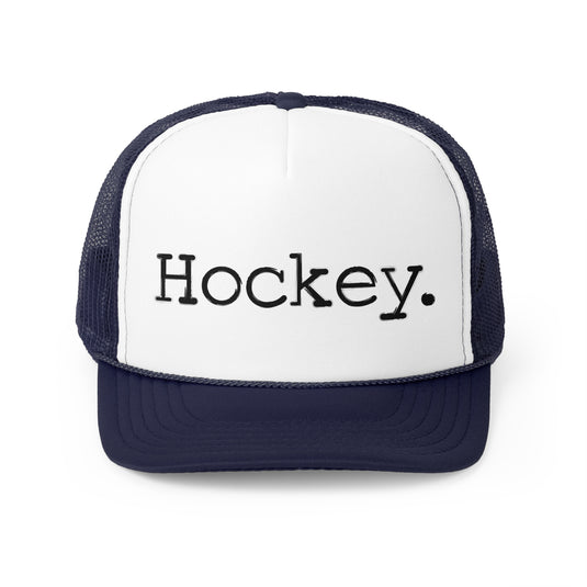 Hockey Typewriter Design Trucker Hat