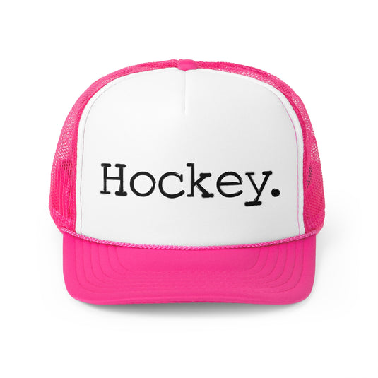 Hockey Typewriter Design Trucker Hat