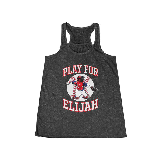 Play for Elijah - Women's Flowy Racerback Tank - 3 & Cross on back