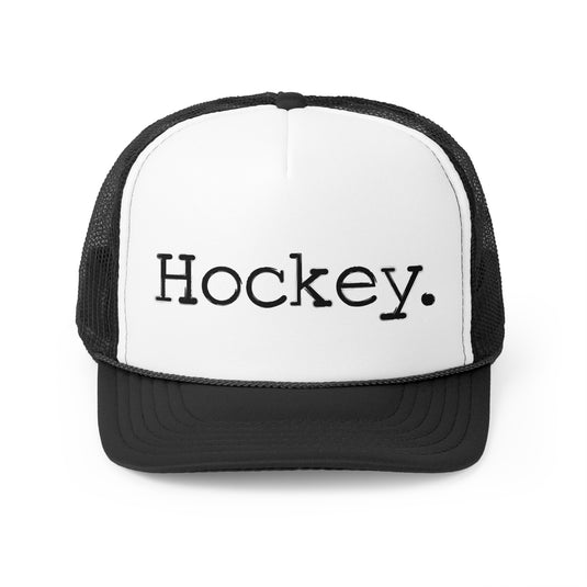 Hockey Typewriter Design Trucker Hat