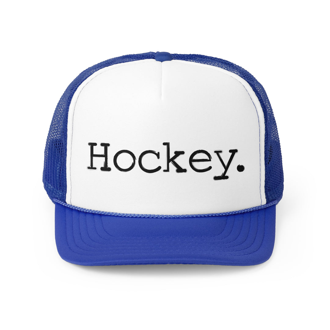 Hockey Typewriter Design Trucker Hat