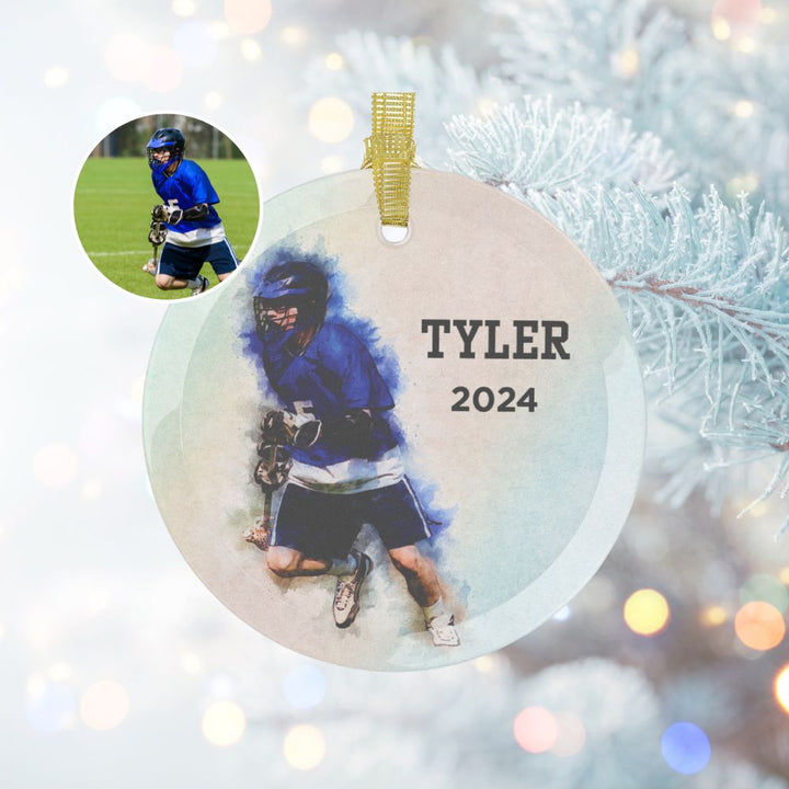 Custom Picture Glass Ornament - Watercolor Effect