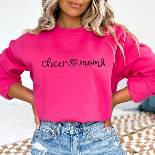 Cancer Collection Pick Your Sport Mom Ribbon & Heart Adult Unisex Basic Crewneck Sweatshirt