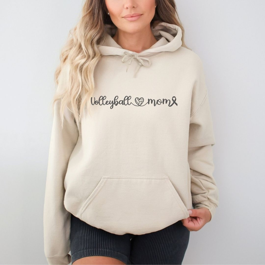 Cancer Collection Pick Your Sport Mom Ribbon & Heart Adult Unisex Hooded Sweatshirt