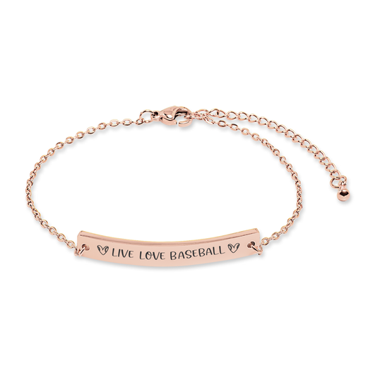 Live Love Baseball Horizontal Bar Bracelet