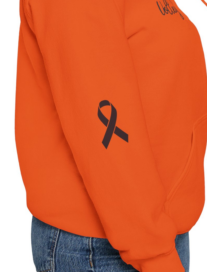 Cancer Collection Pick Your Sport Mom Ribbon & Heart Adult Unisex Hooded Sweatshirt w/Ribbon on Sleeve