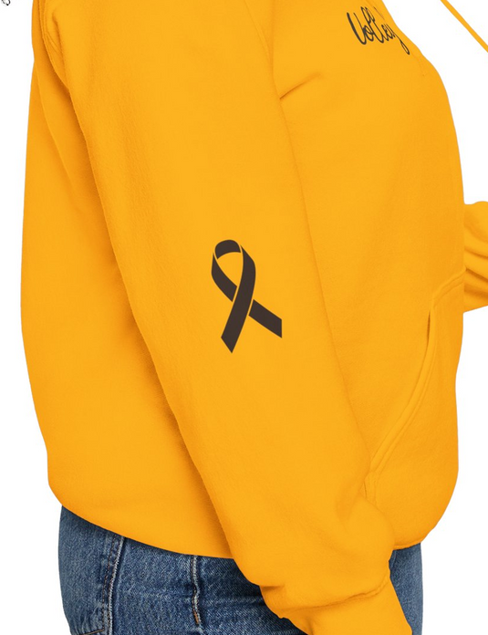 Cancer Collection Pick Your Sport Mom Ribbon & Heart Adult Unisex Basic Hooded Sweatshirt w/Ribbon on Sleeve